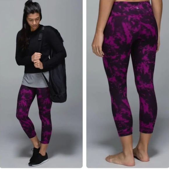 lululemon athletica Pants - Lululemon Purple Tie Dye Leggings 3/4 length